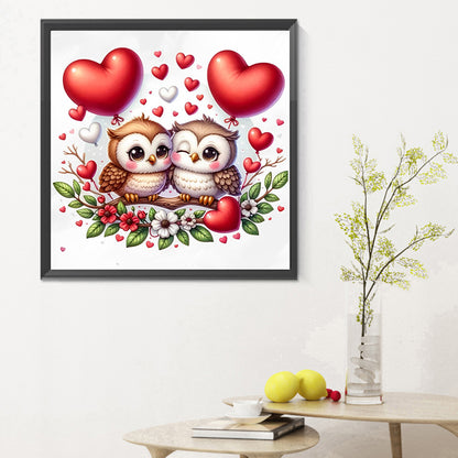 Valentine Love Owl - Full Round Drill Diamond Painting 30*30CM