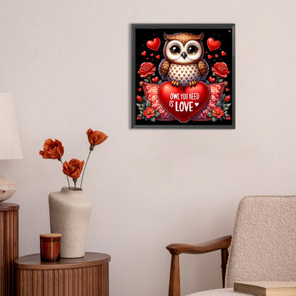 Valentine Love Owl - Full Round Drill Diamond Painting 30*30CM