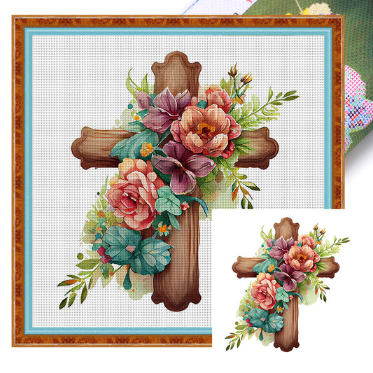 Cross Flowers - 11CT Stamped Cross Stitch 40*40CM