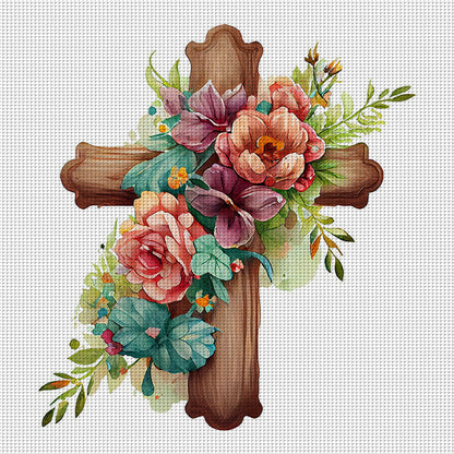 Cross Flowers - 11CT Stamped Cross Stitch 40*40CM