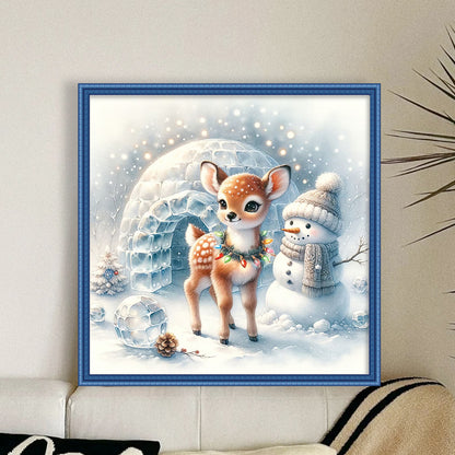 Christmas Deer - 18CT Stamped Cross Stitch 30*30CM