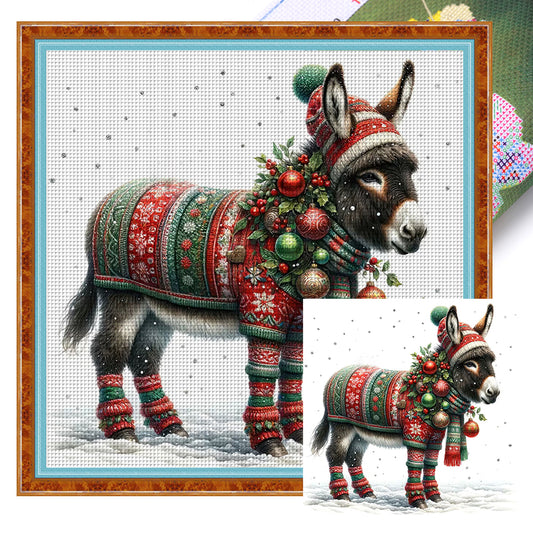 Christmas Pony - 18CT Stamped Cross Stitch 30*30CM