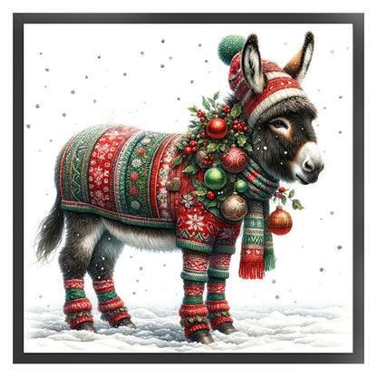 Christmas Pony - 18CT Stamped Cross Stitch 30*30CM