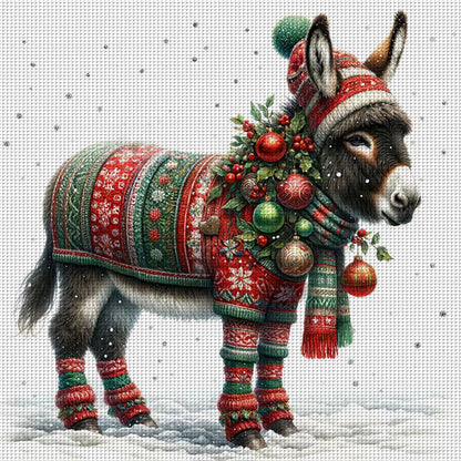 Christmas Pony - 18CT Stamped Cross Stitch 30*30CM