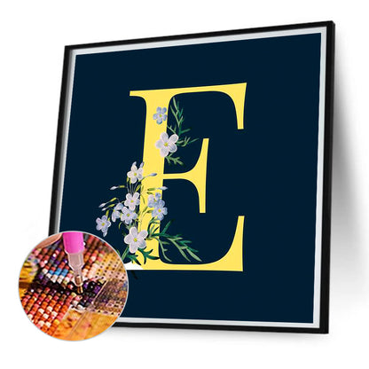 Flower Letter E - Full Square Drill Diamond Painting 35*35CM