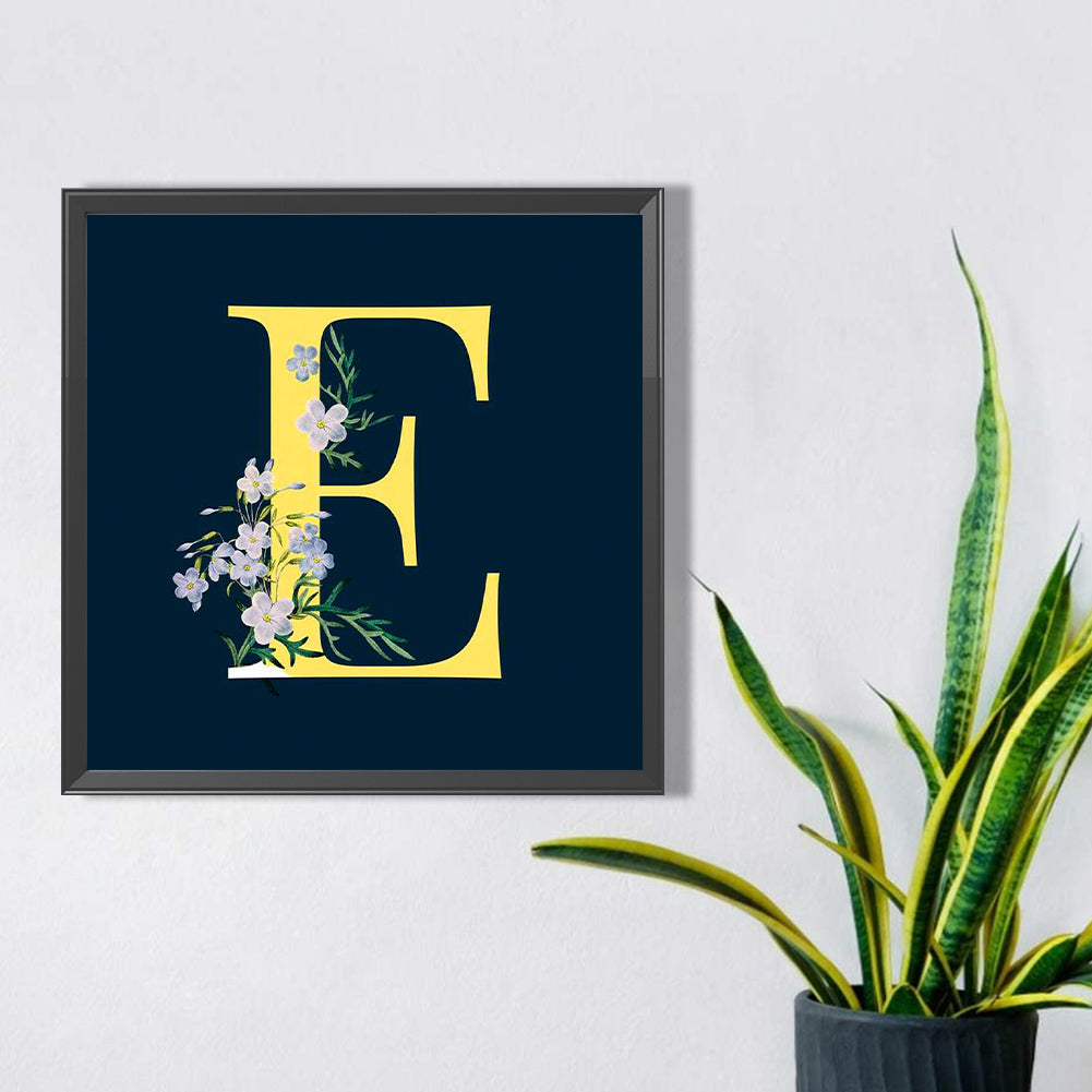 Flower Letter E - Full Square Drill Diamond Painting 35*35CM