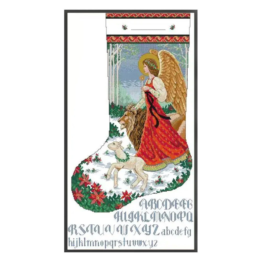 Holy Angel Stockings - 14CT Stamped Cross Stitch 43*70CM(Joy Sunday)