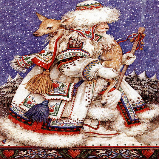 Santa Claus And Deer - 11CT Stamped Cross Stitch 50*70CM