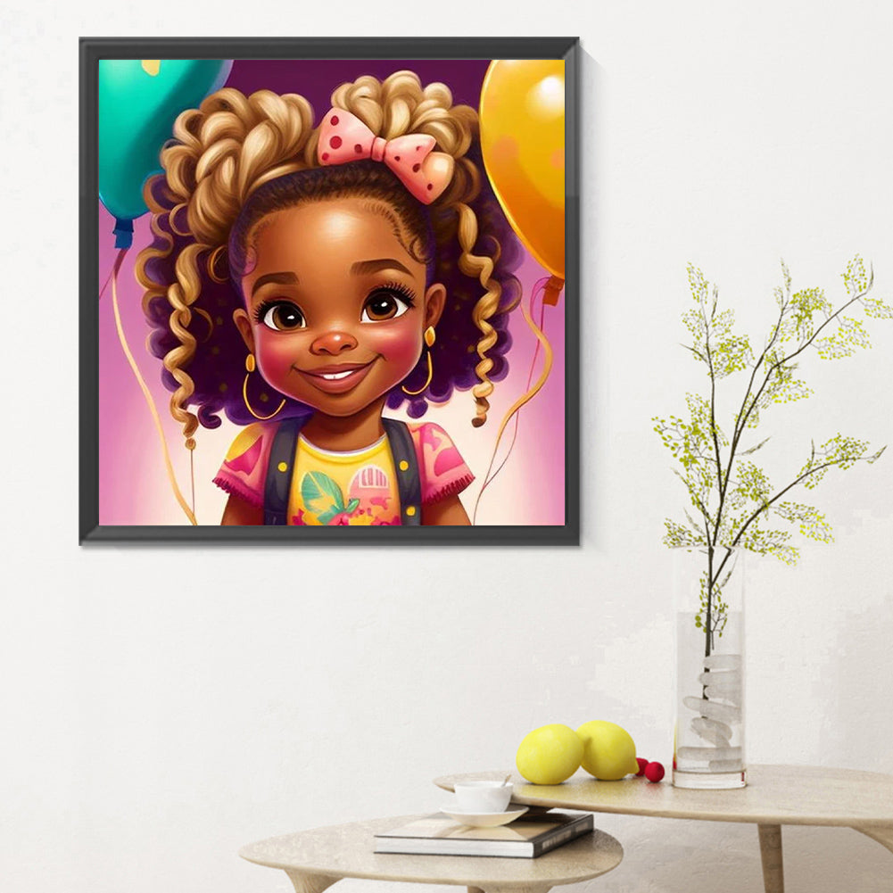 Black Girl - Full Round Drill Diamond Painting 30*30CM