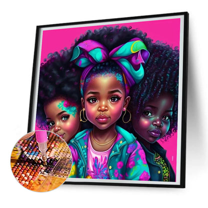 Black Girl - Full Round Drill Diamond Painting 30*30CM