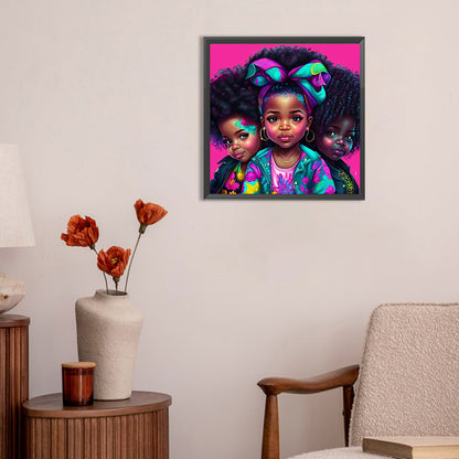 Black Girl - Full Round Drill Diamond Painting 30*30CM