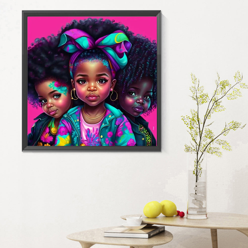 Black Girl - Full Round Drill Diamond Painting 30*30CM