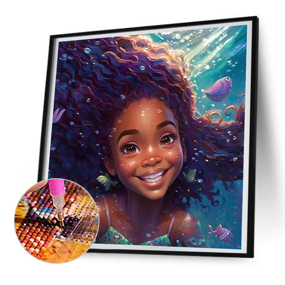 Black Girl - Full Round Drill Diamond Painting 30*30CM