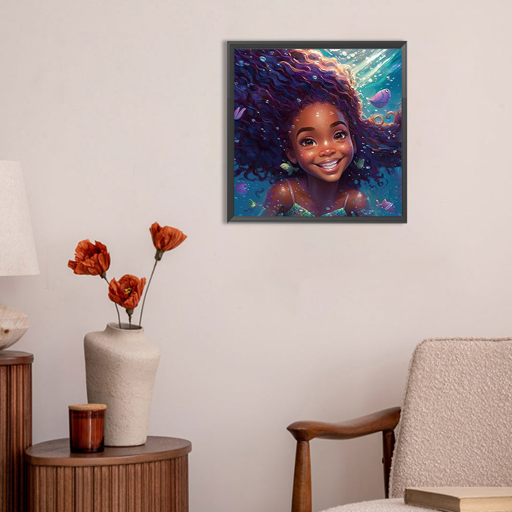 Black Girl - Full Round Drill Diamond Painting 30*30CM