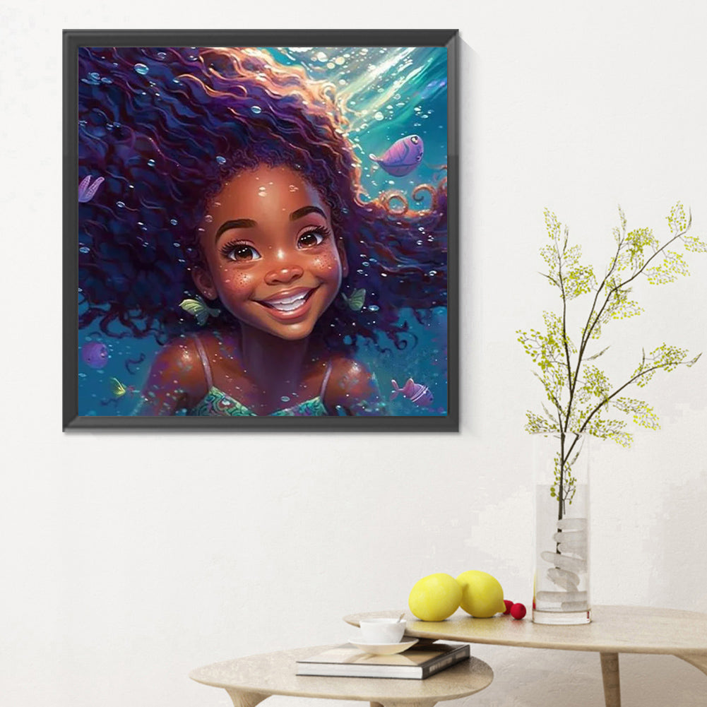 Black Girl - Full Round Drill Diamond Painting 30*30CM