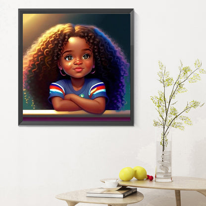 Black Girl - Full Round Drill Diamond Painting 30*30CM