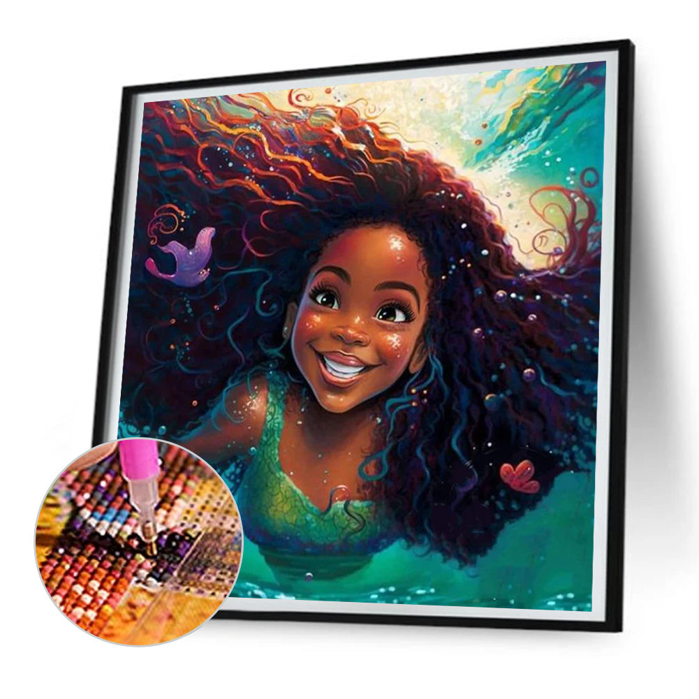 Black Girl - Full Round Drill Diamond Painting 30*30CM