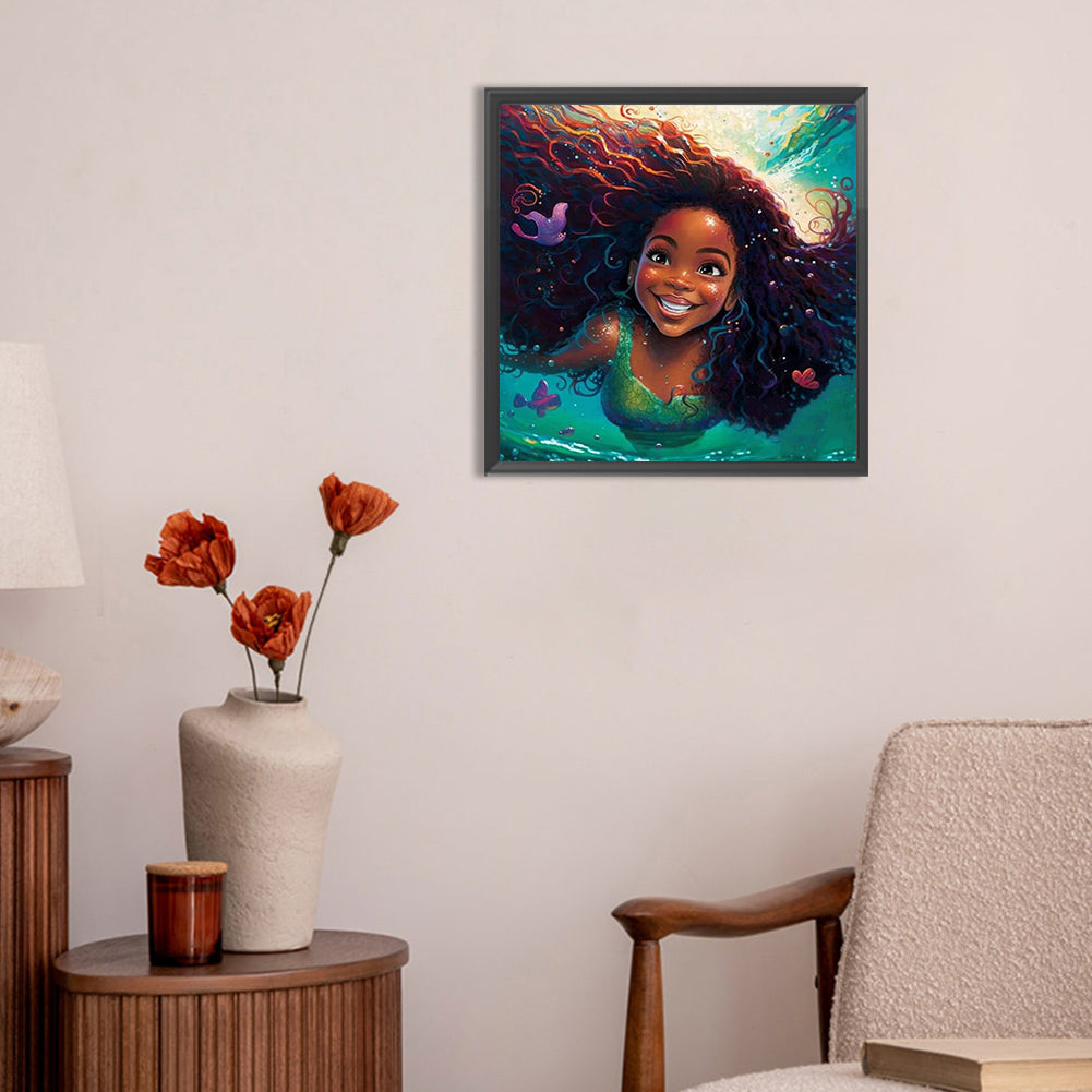 Black Girl - Full Round Drill Diamond Painting 30*30CM