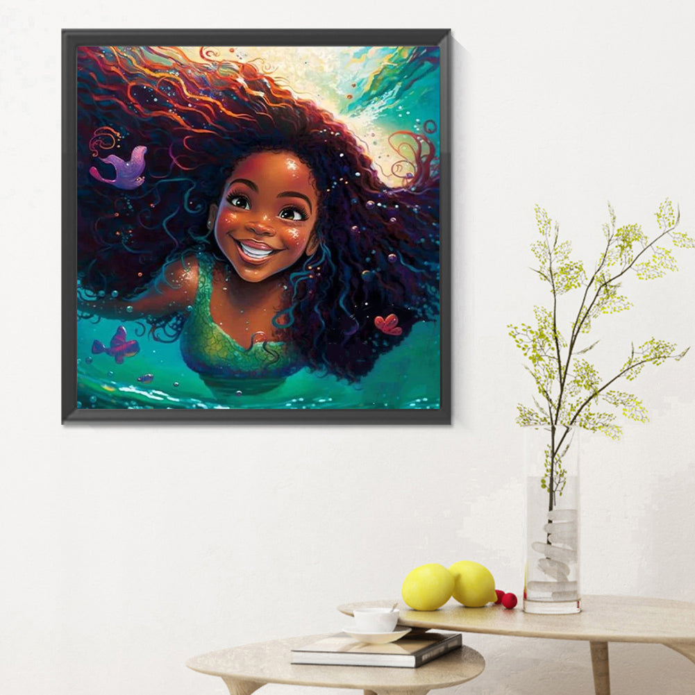 Black Girl - Full Round Drill Diamond Painting 30*30CM