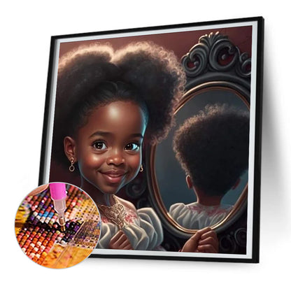 Black Girl - Full Round Drill Diamond Painting 30*30CM