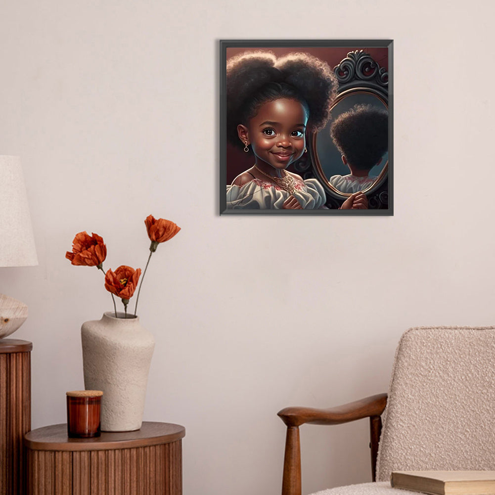 Black Girl - Full Round Drill Diamond Painting 30*30CM