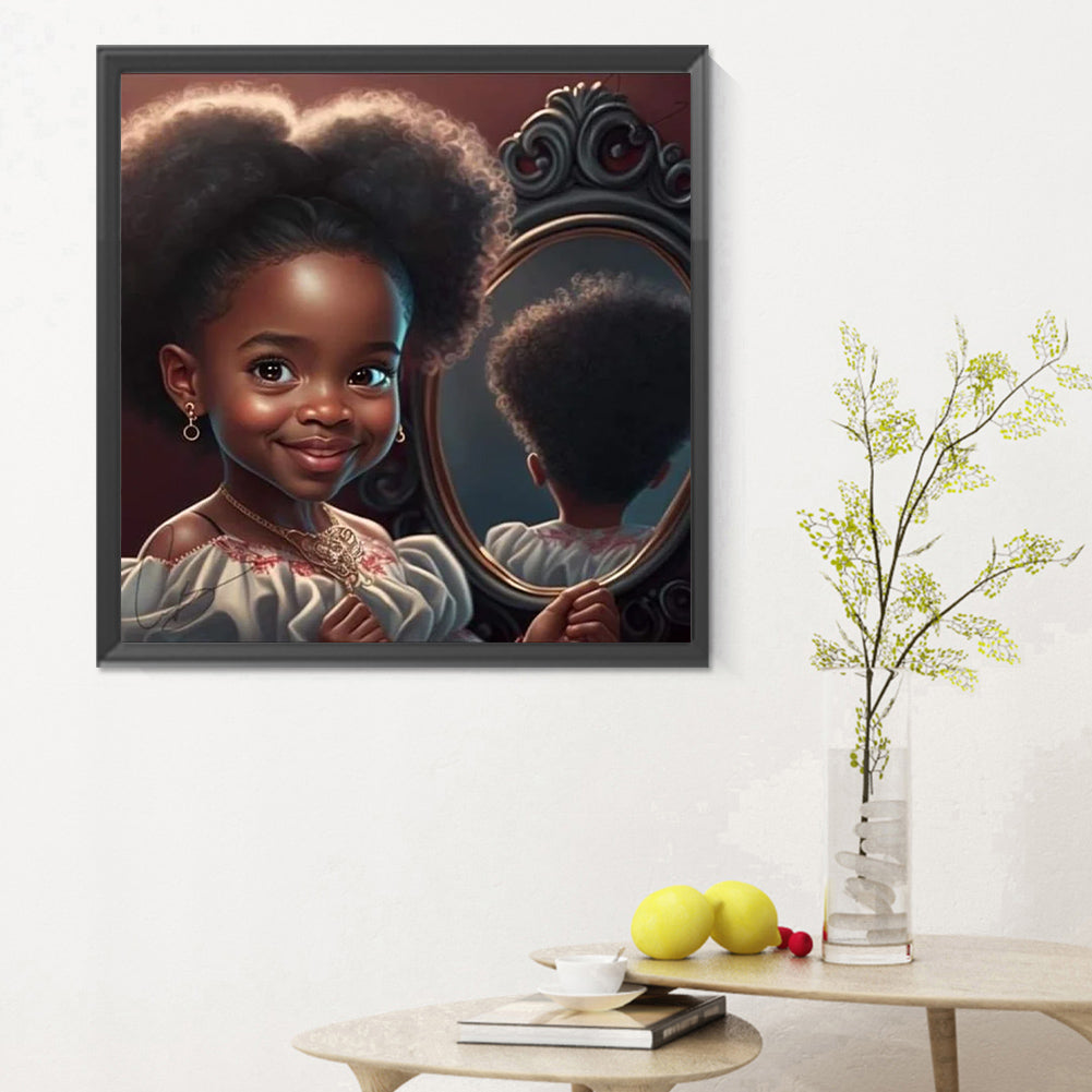 Black Girl - Full Round Drill Diamond Painting 30*30CM