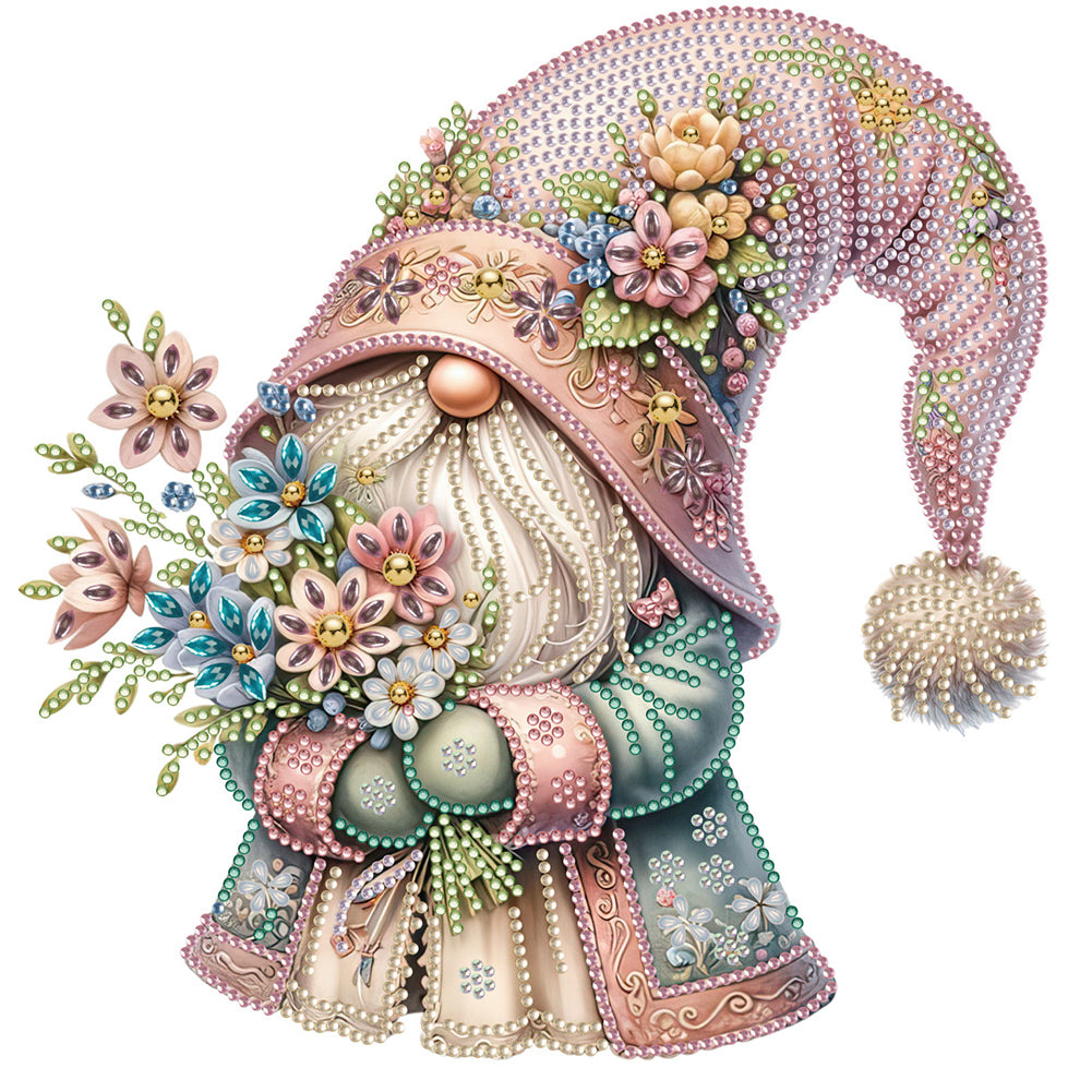 Flower Gnome - Special Shaped Drill Diamond Painting 30*30CM