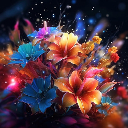 Glow-In-The-Dark Flowers - Full Round Drill Diamond Painting 30*30CM