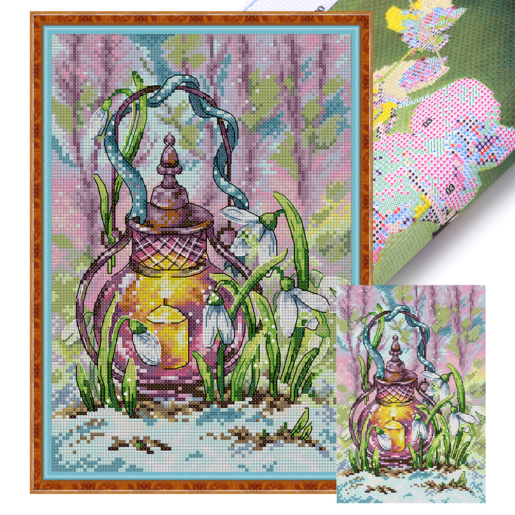 Spring Lantern - 11CT Stamped Cross Stitch 26*38CM(Joy Sunday)