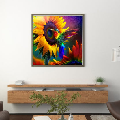 Hummingbird And Sunflower - 11CT Stamped Cross Stitch 40*40CM