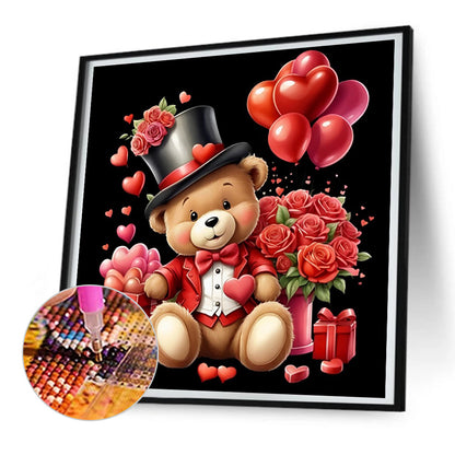 Love Rose Bear - Full Round Drill Diamond Painting 30*30CM