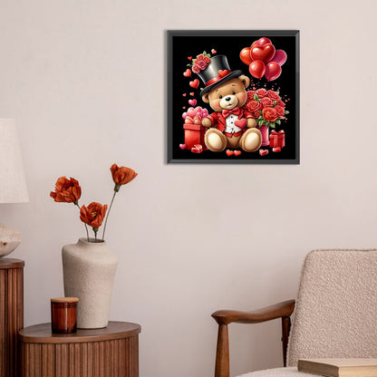 Love Rose Bear - Full Round Drill Diamond Painting 30*30CM