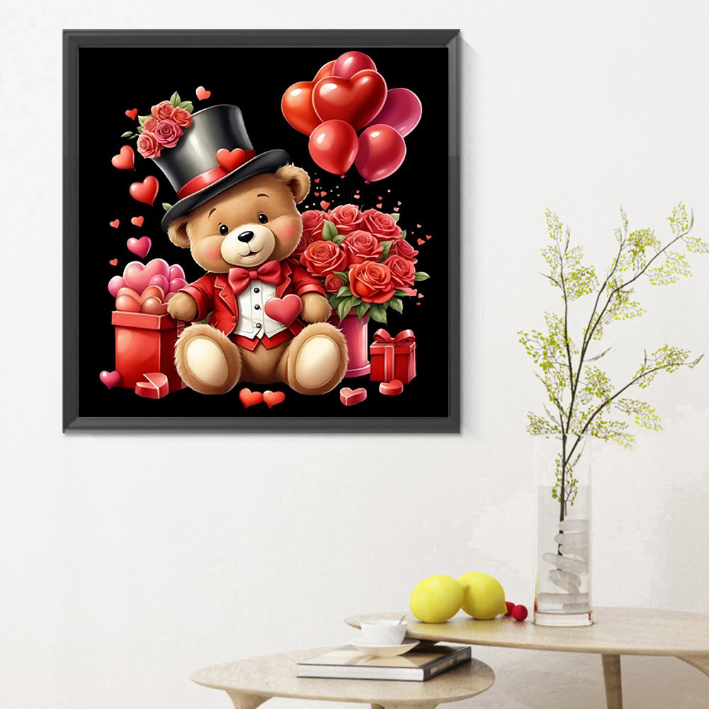 Love Rose Bear - Full Round Drill Diamond Painting 30*30CM