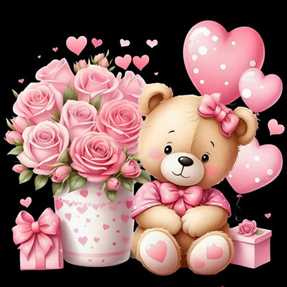 Love Rose Bear - Full Round Drill Diamond Painting 30*30CM