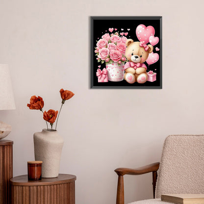 Love Rose Bear - Full Round Drill Diamond Painting 30*30CM