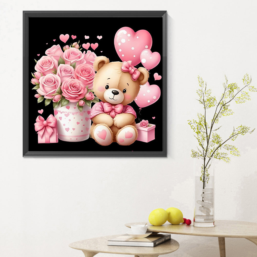 Love Rose Bear - Full Round Drill Diamond Painting 30*30CM