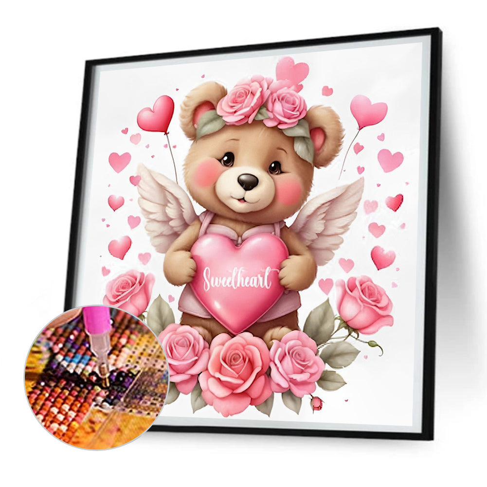 Love Rose Bear - Full Round Drill Diamond Painting 30*30CM