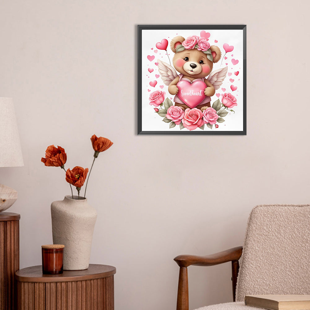 Love Rose Bear - Full Round Drill Diamond Painting 30*30CM