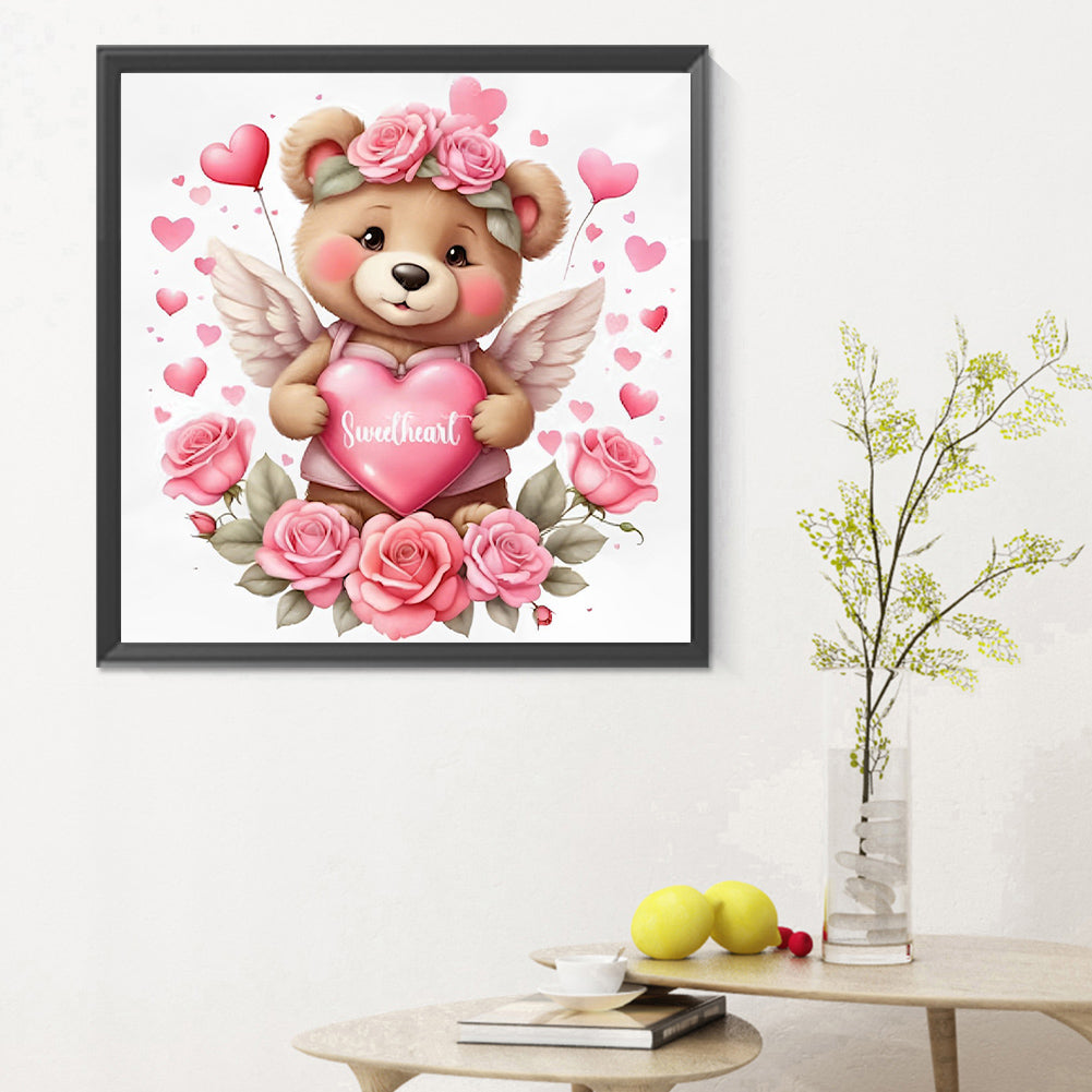 Love Rose Bear - Full Round Drill Diamond Painting 30*30CM