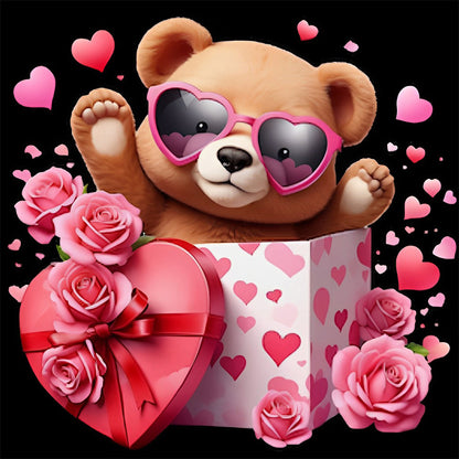 Love Rose Bear - Full Round Drill Diamond Painting 30*30CM