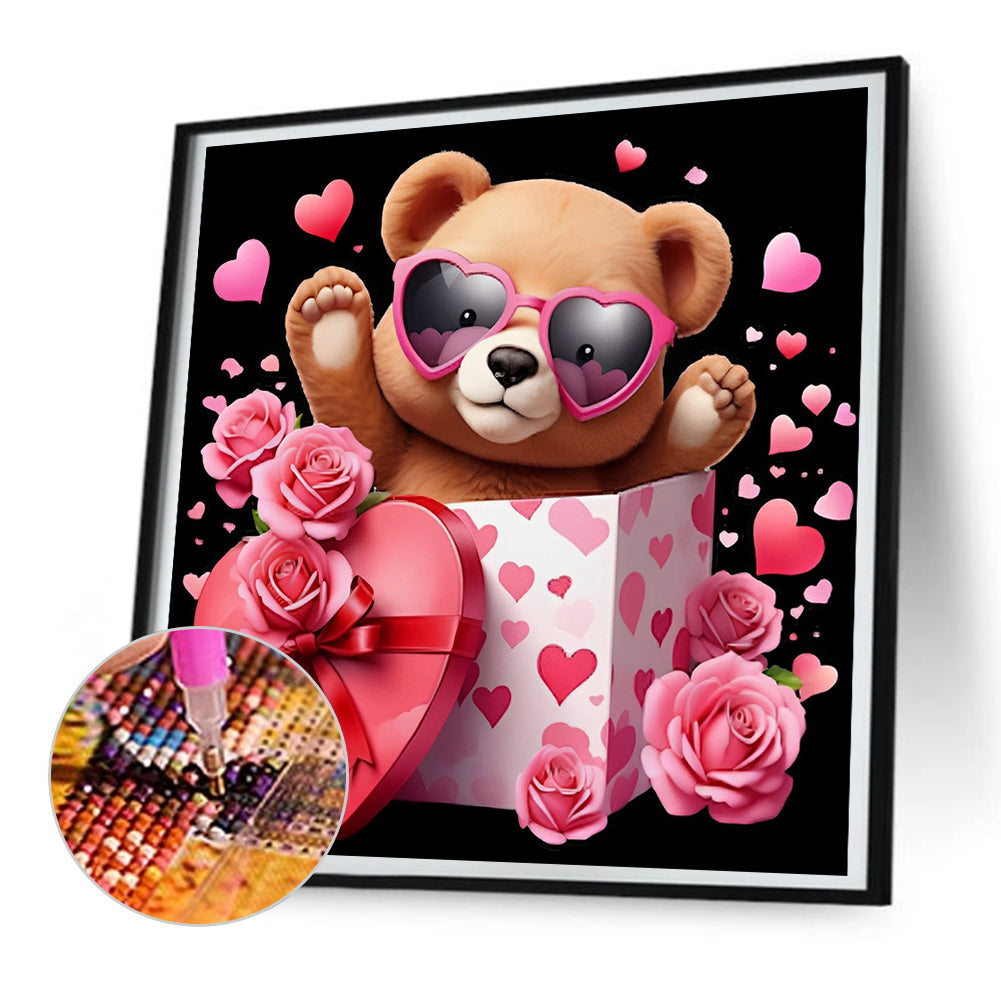 Love Rose Bear - Full Round Drill Diamond Painting 30*30CM