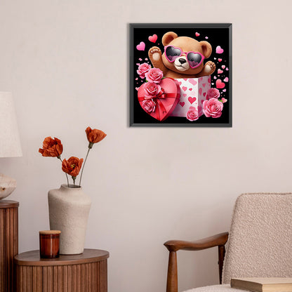 Love Rose Bear - Full Round Drill Diamond Painting 30*30CM