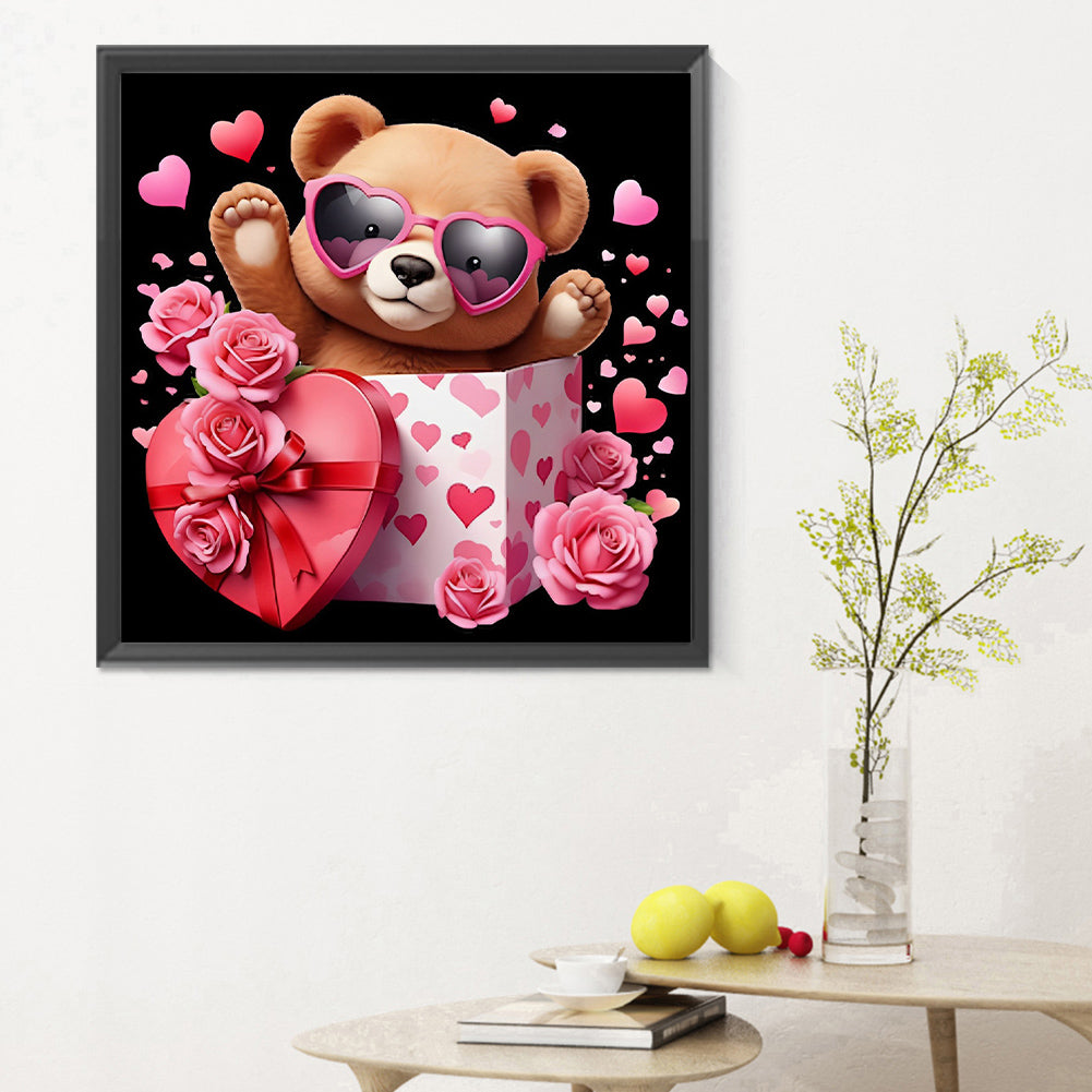 Love Rose Bear - Full Round Drill Diamond Painting 30*30CM