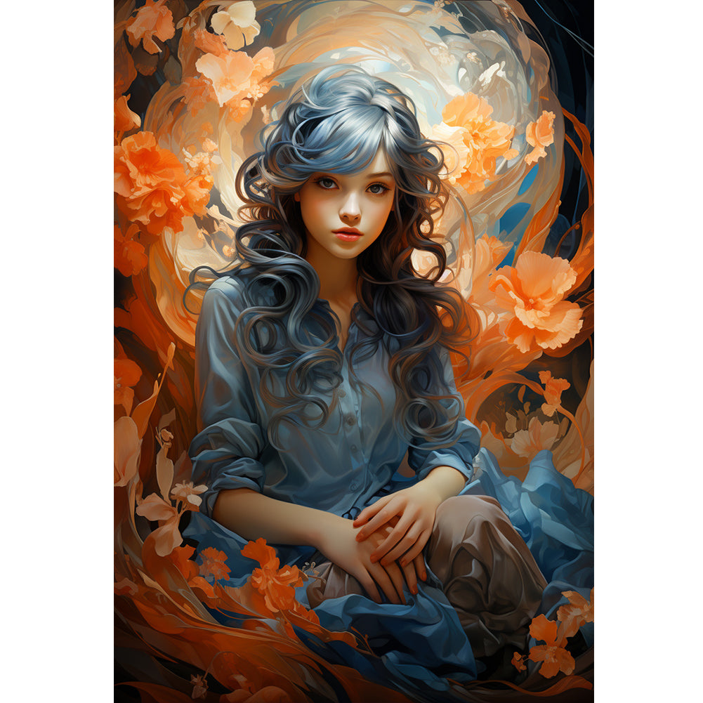 Flower Woman - 11CT Stamped Cross Stitch 50*70CM