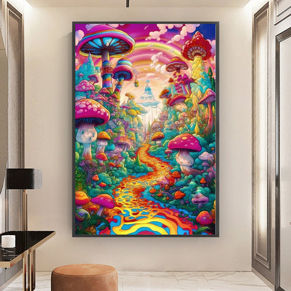 Mushroom House World - 11CT Stamped Cross Stitch 50*75CM