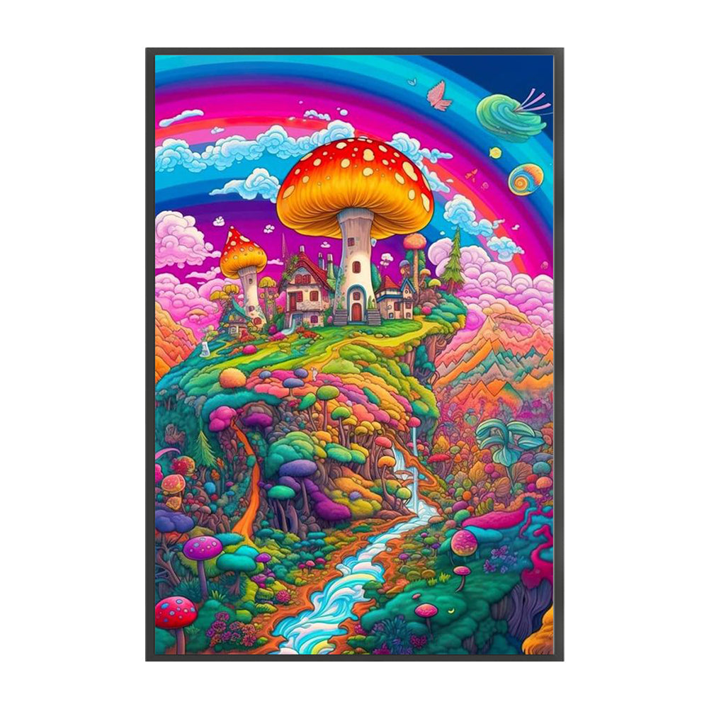 Mushroom House World - 11CT Stamped Cross Stitch 50*75CM