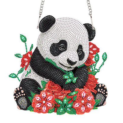 Acrylic Single-Sided 5D DIY Diamond Painting Hanging Pendant (Panda and Roses)