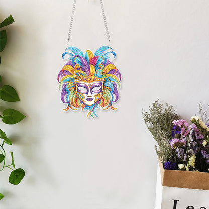 Acrylic Single-Sided 5D DIY Diamond Painting Hanging Pendant (Purple Blue Mask)