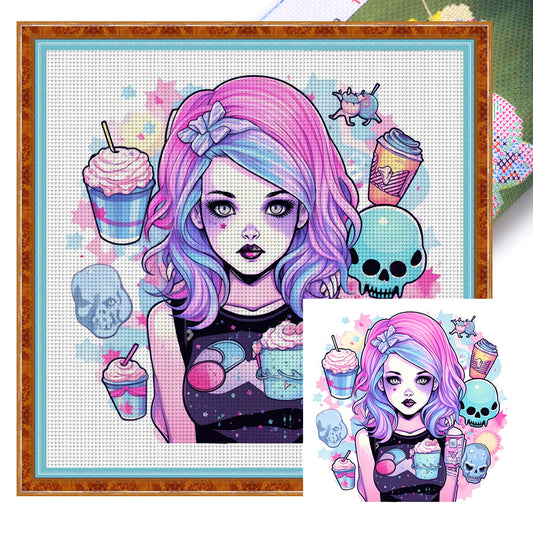 Cute Style Girl - 11CT Stamped Cross Stitch 50*50CM