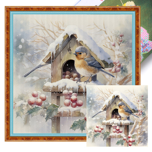 Bird In Snow - 11CT Stamped Cross Stitch 50*50CM